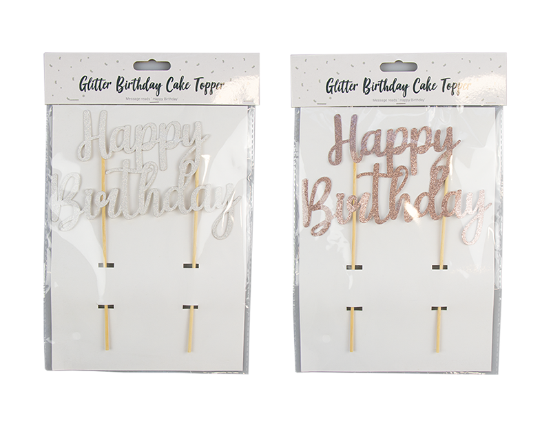 Metallic Glitter Happy Birthday Cake Topper Metallic Glitter Happy Birthday Cake Topper