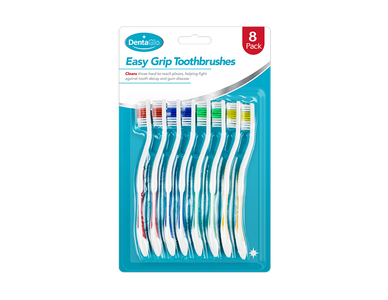Easy Grip Toothbrushes - 8 Pack Easy Grip Toothbrushes - 8 Pack