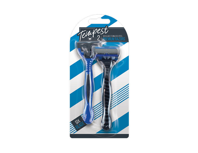 Mens Disposable Six Blade Razors - 2 Pack