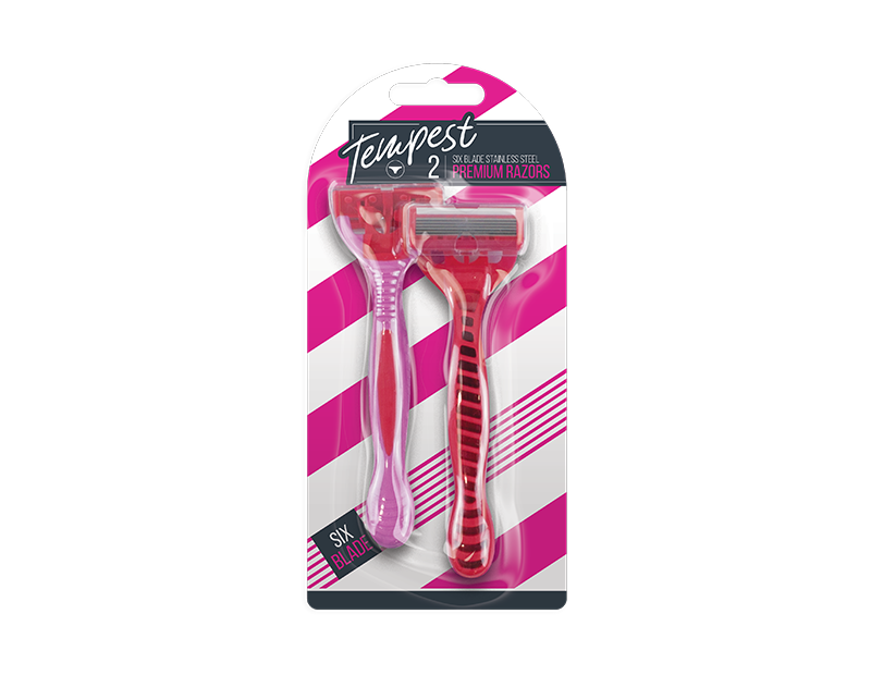 Ladies Disposable Six Blade Razors - 2 Pack