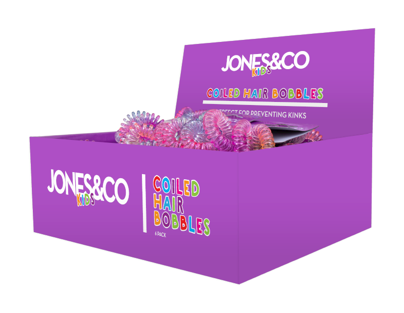 Coloured Coiled Hair Bobbles - 6 Pack (With PDQ) Coloured Coiled Hair Bobbles