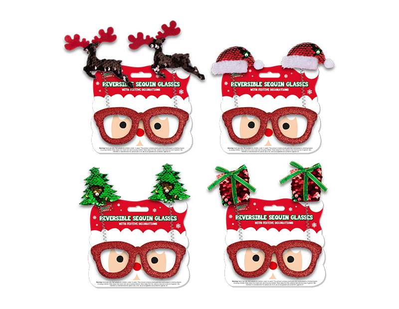 Reversible Sequin Christmas Glasses Reversible Sequin Christmas Glasses