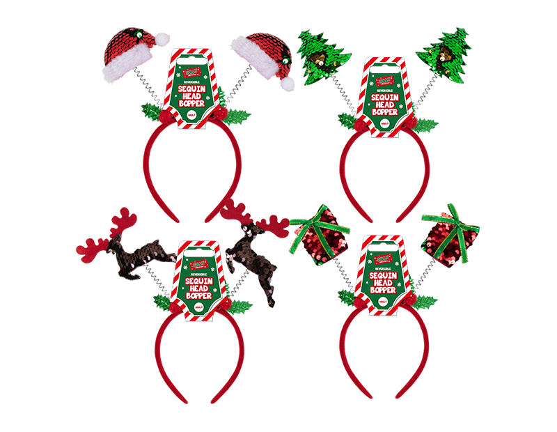 Reversible Sequin Christmas Head Boppers Reversible Sequin Christmas Head Boppers