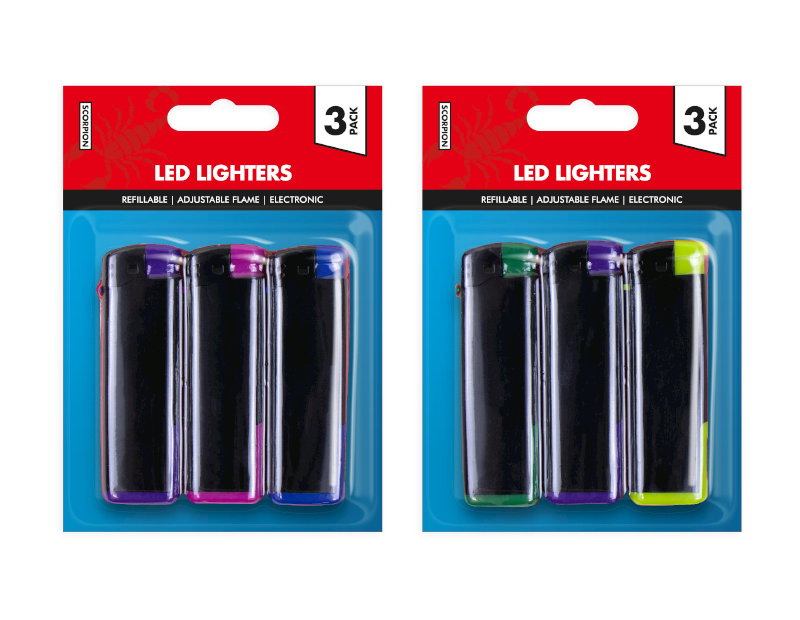 Electronic LED Lighters - 3 Pack Electronic LED Lighters