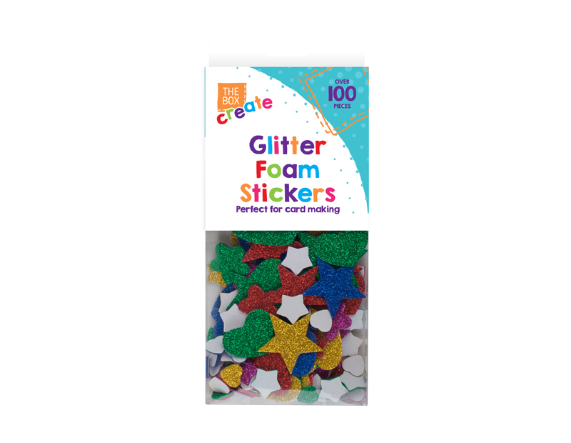 Glittered Foam Craft Stickers - 100 Pack