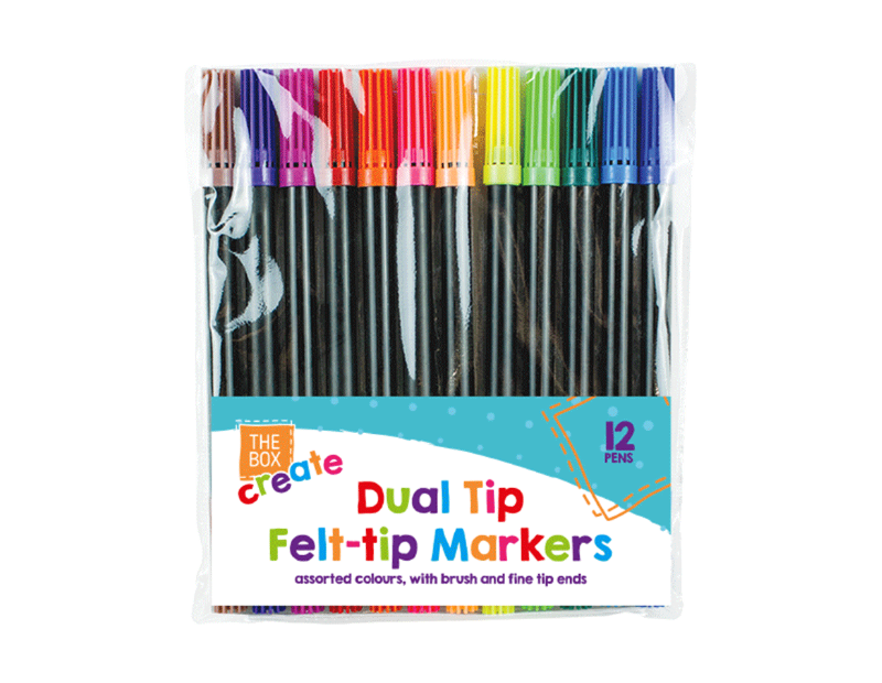 Dual Tip Felt Pens - 12 Pack