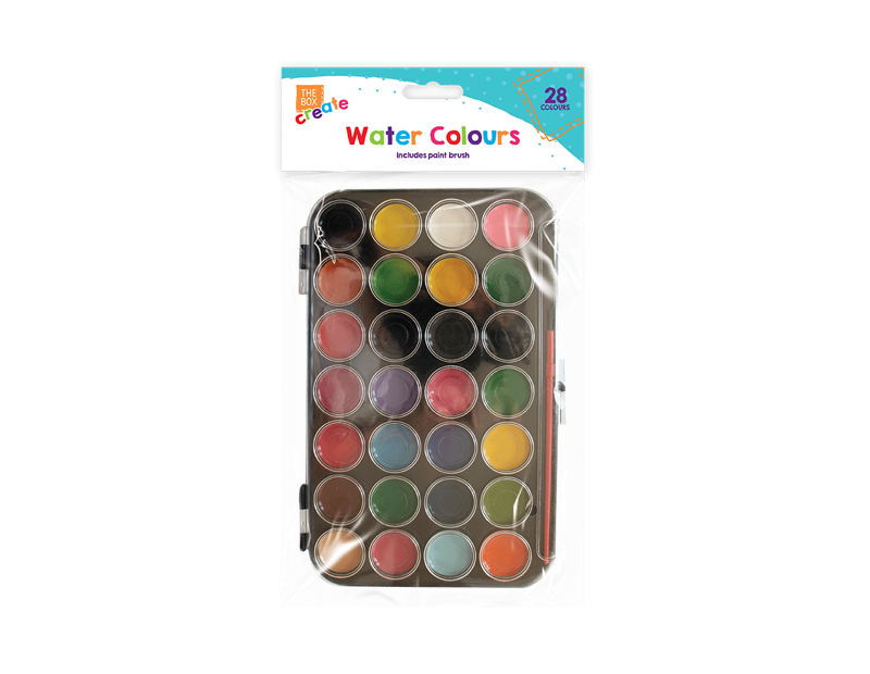 Water Colour Pallet & Brush Water Colour Pallet & Brush - 28 Colours