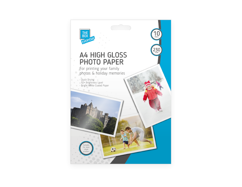 A4 high gloss photo paper 10 sheets A4 High Gloss Photo Paper - 10 Pack