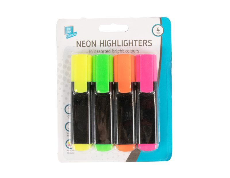 Neon Highlighter Pens - 4 Pack