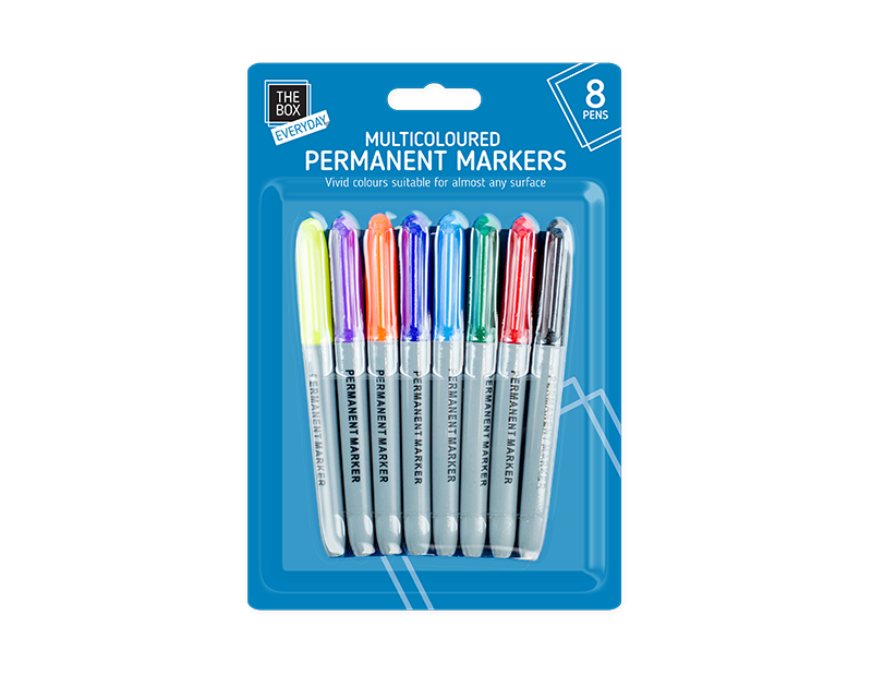 Multicoloured Permanent Markers - 8 Pack Multicoloured Permanent Markers - 8 Pack