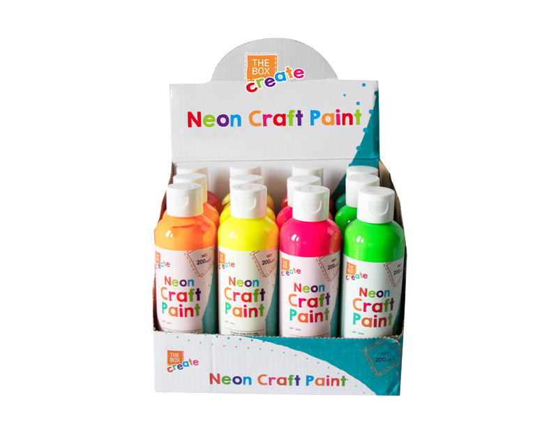 Neon Craft Paint - 200ml With PDQ Neon Finger Paint - 200ml
