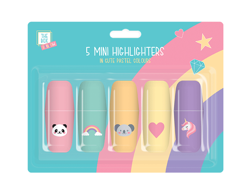 Kids Rainbow Mini Highlighters - 5 Pack