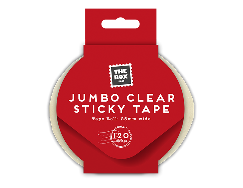 Jumbo Clear Sticky Tape On Clip Strip 120m
