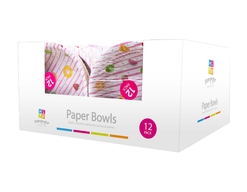 Summer Paper Bowls - 12 Pack (With PDQ) Summer Paper Bowls