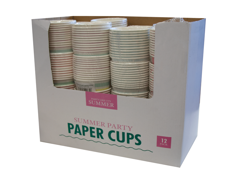 Summer Paper Cups - 12 Pack (With PDQ) Summer Paper Cups - 12 Pack (With PDQ)
