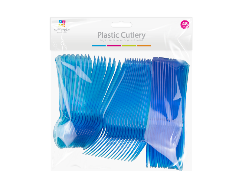 Coloured Plastic Cutlery - 48 Pack Coloured Plastic Cutlery