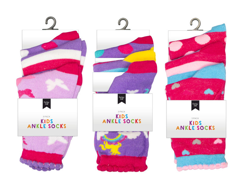 Girls Fashion Ankle Socks - 3 Pairs Girls Fashion Ankle Socks - 3 Pairs