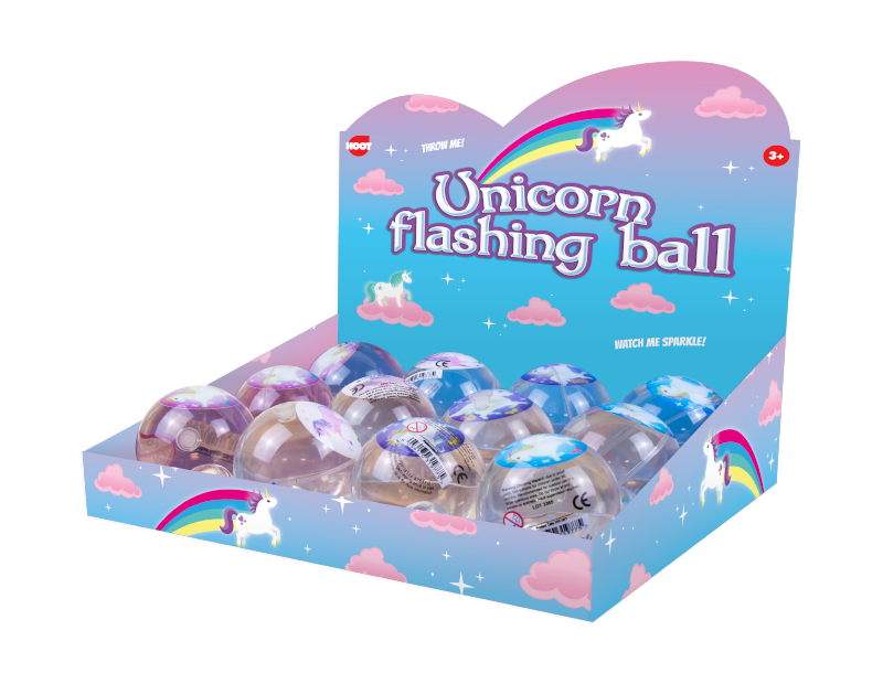 Glittered Unicorn Flashing Ball With PDQ Glittered Unicorn Flashing Ball