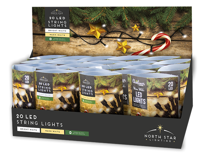 White LED Christmas String Lights - 20 LEDs (With PDQ) White LED Christmas String Lights - 20 LEDs (With PDQ)