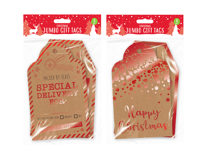 Christmas Jumbo Gift Tags - 4 Pack Christmas Jumbo Gift Tags - 4 Pack