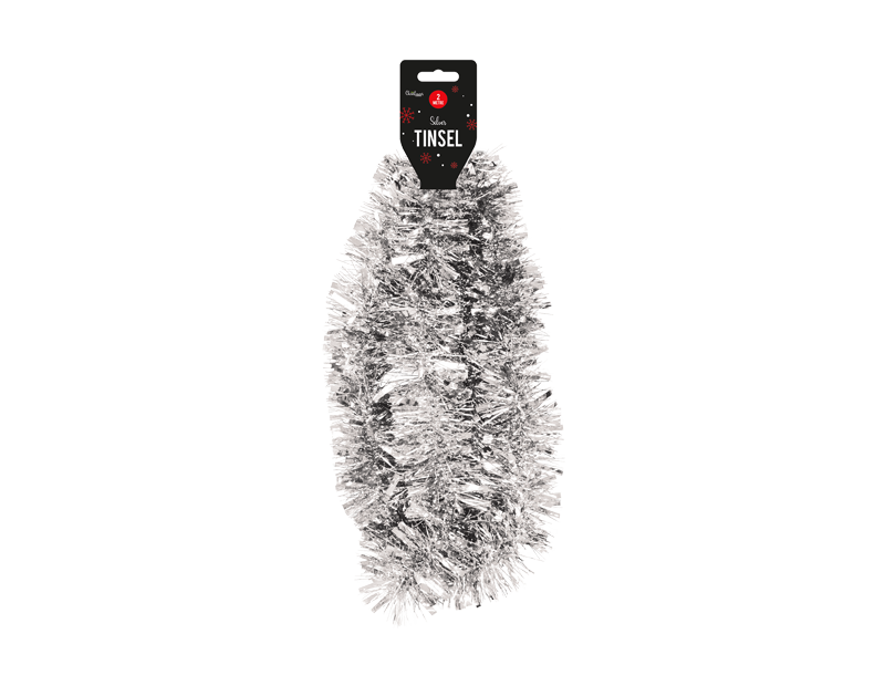 Silver Christmas Tinsel 2m Silver Christmas Tinsel 2m