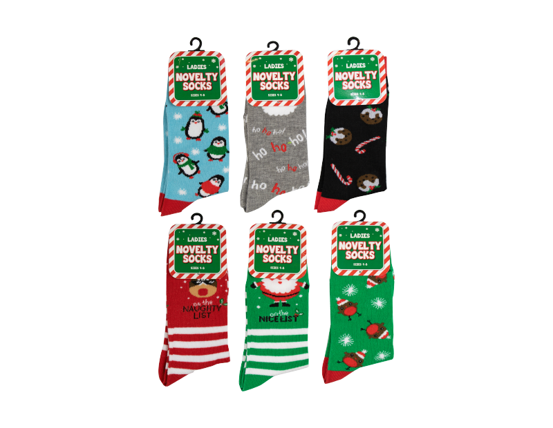 Ladies Novelty Christmas Socks 4-8 Ladies Novelty Christmas Socks 4-8