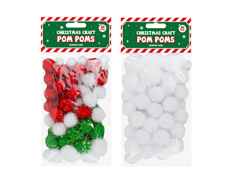 Christmas Craft Pom Poms - 50 Pack Christmas Craft Pom Poms - 50 Pack
