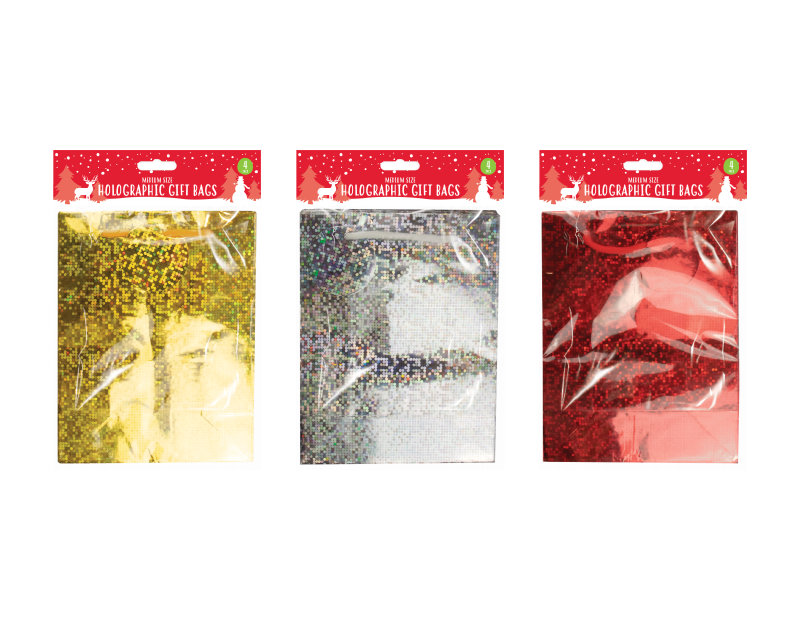 Holographic Medium Christmas Gift Bags - 4 Pack Holographic Medium Christmas Gift Bags - 4 Pack