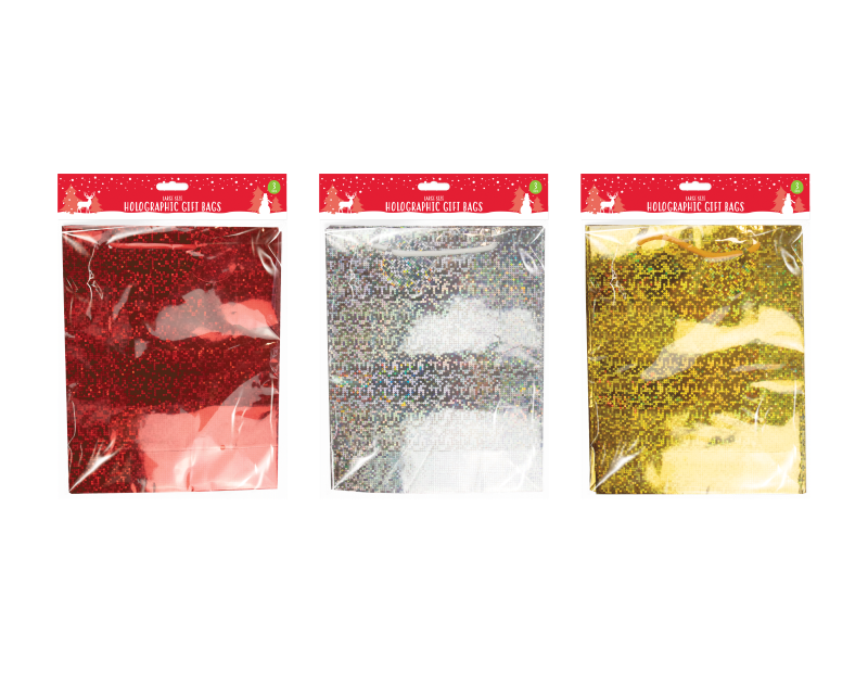 Holographic Large Christmas Gift Bags - 3 Pack Holographic Large Christmas Gift Bags - 3 Pack