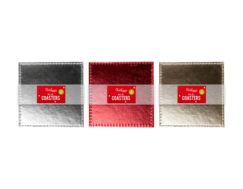 Metallic Christmas Coasters - 4 Pack Metallic Christmas Coasters - 4 Pack
