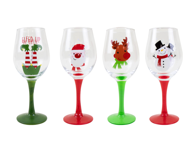 Wholesale Christmas Hand Painted Wine Glasses Gem Imports Ltd