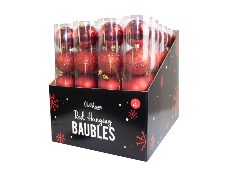 Red Baubles 6cm - 5 Pack (With PDQ) Red Baubles 6cm - 5 Pack (With PDQ)