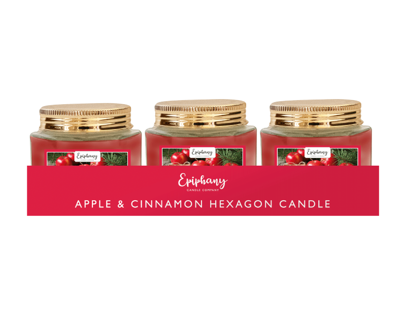 Apple & Cinnamon Hexagon Candle With PDQ Apple & Cinnamon Hexagon Candle With PDQ