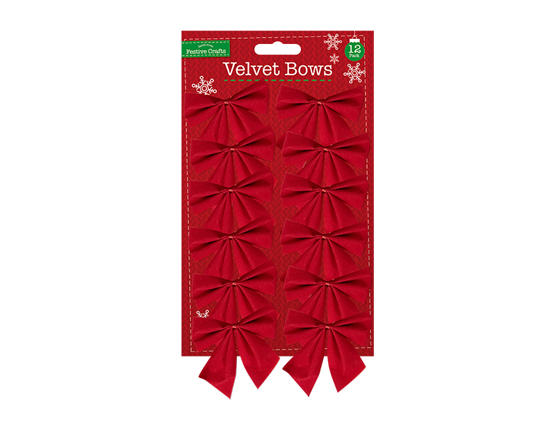 Velvet Bows 12 Pack 6cm