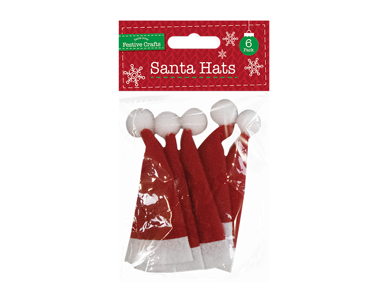 Santa Hat Embellishment 6 Pack