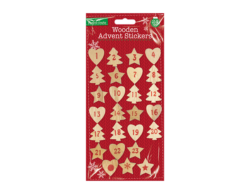 Wooden Advent Stickers 27 Pack