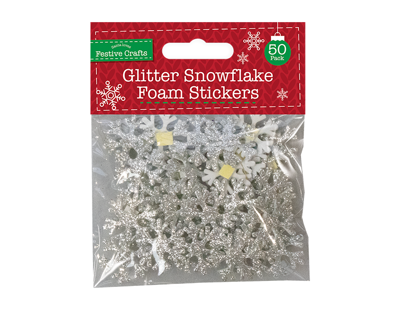 Glitter Snowflake Foam Stickers 50 Pack