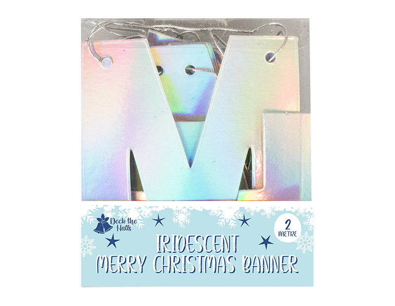 Iridescent Merry Christmas Banner 2m