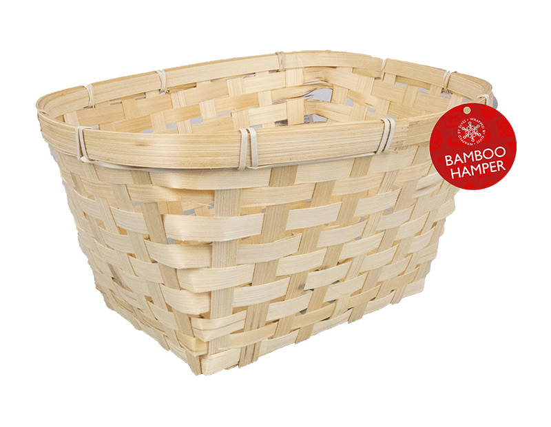Bamboo Woven Hamper Basket 28cm x 23.5cm x 18.5cm