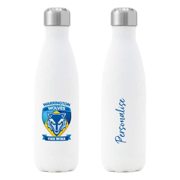 Warrington Wolves Crest Insulated Water Bottle - White