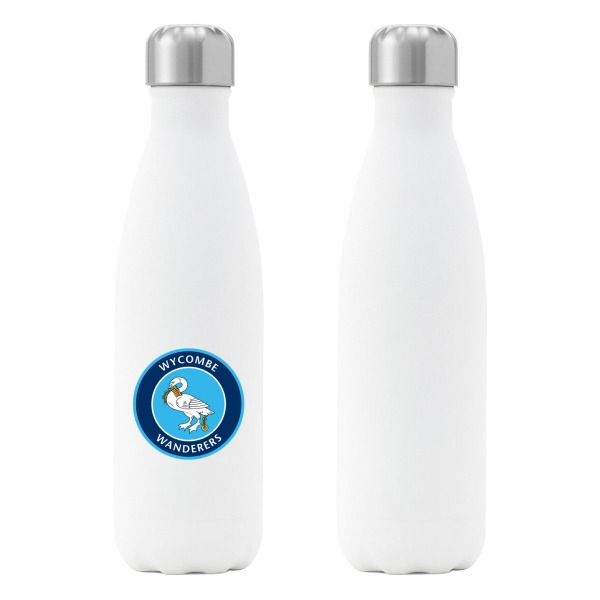 Wycombe Wanderers FC Crest Insulated Water Bottle - White