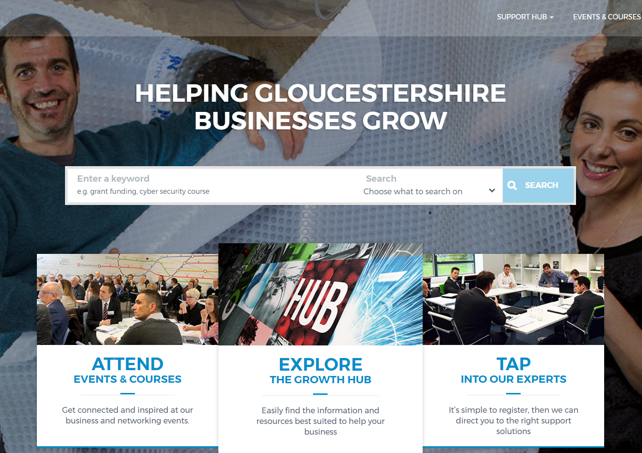 The Growth Hub website homepage