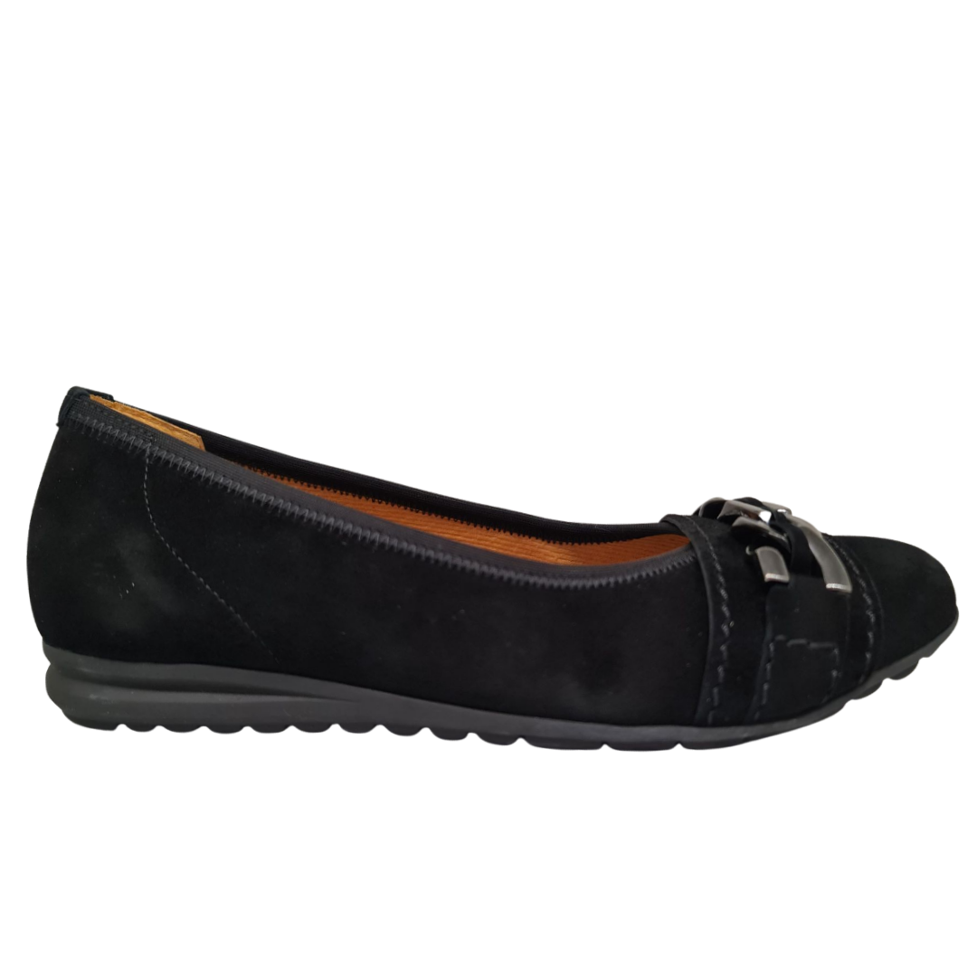 Gabor 'Secret' Black Suede Pump With Chain Detailing