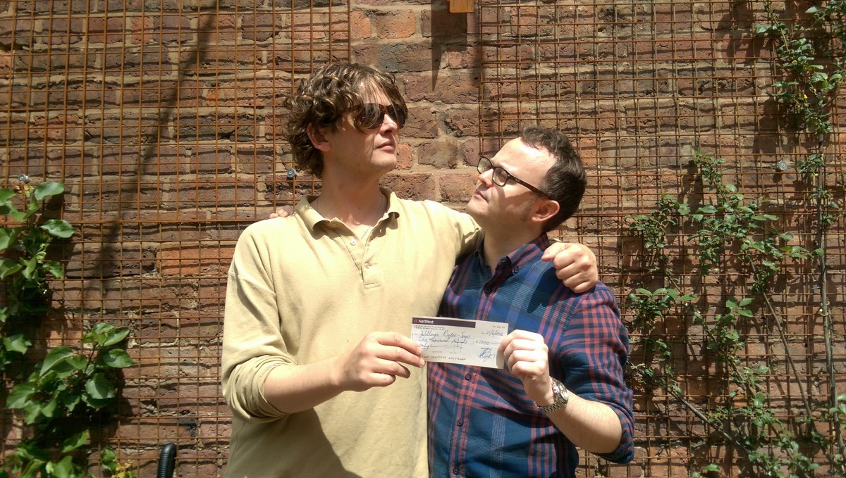 Bill Ryder-Jones and Peter Guy tussle for the GIT Award cheque