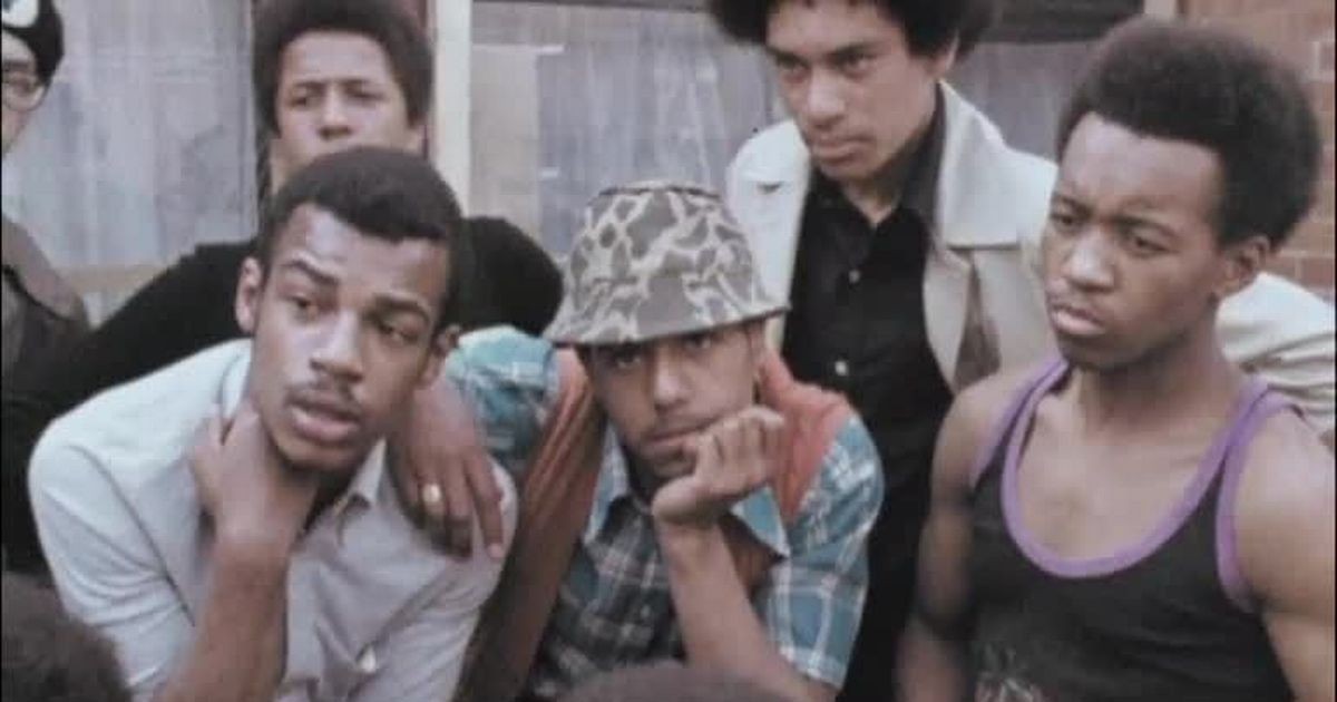 Black youngsters interviewed for television in the aftermath of race disturbances in 1972