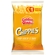 Golden Wonder Chippies Curry Sauce Flavoured Potato Sticks 70g 18 Pack £1
