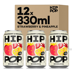 Hip Pop Strawberry & Pineapple Kombucha 330ml 12 Pack