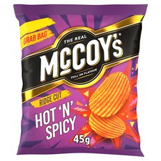 MCCOYS HOT & SPICY RIDGE CUT CRISPS 45g (36 Pack)