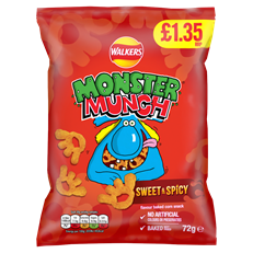 Walkers Monster Munch Sweet & Spicy 72g 18 Pack £1.35