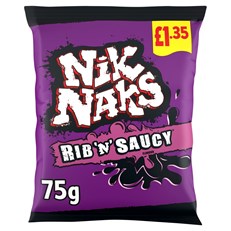 Nik Naks Rib 'N' Saucy 75g  20 Pack £1.35
